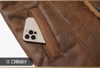 HKM-407059 Fur and Fur Integrated Men's Fur Collar and Plush Warm Windproof Jacket Jacket