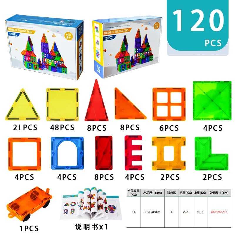 KTX-962707 Magnetic Building Blocks Set for Creative Assembly and Educational Play – Colourful DIY Tiles for Kids