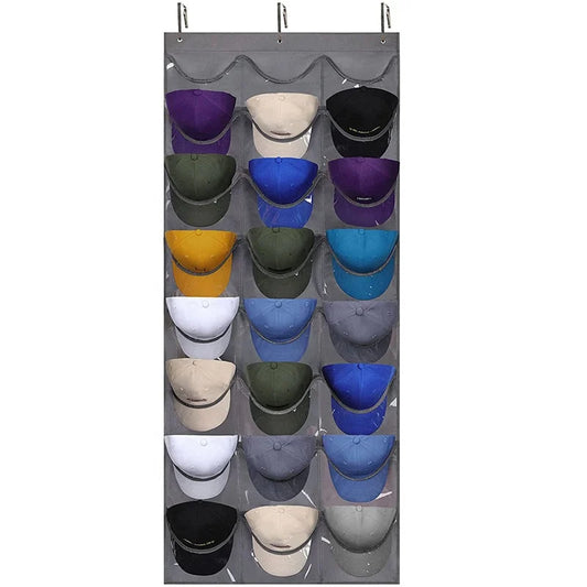 KTX-795027 Over-the-Door Hat Organizer with 24 Slots for Baseball Cap Storage