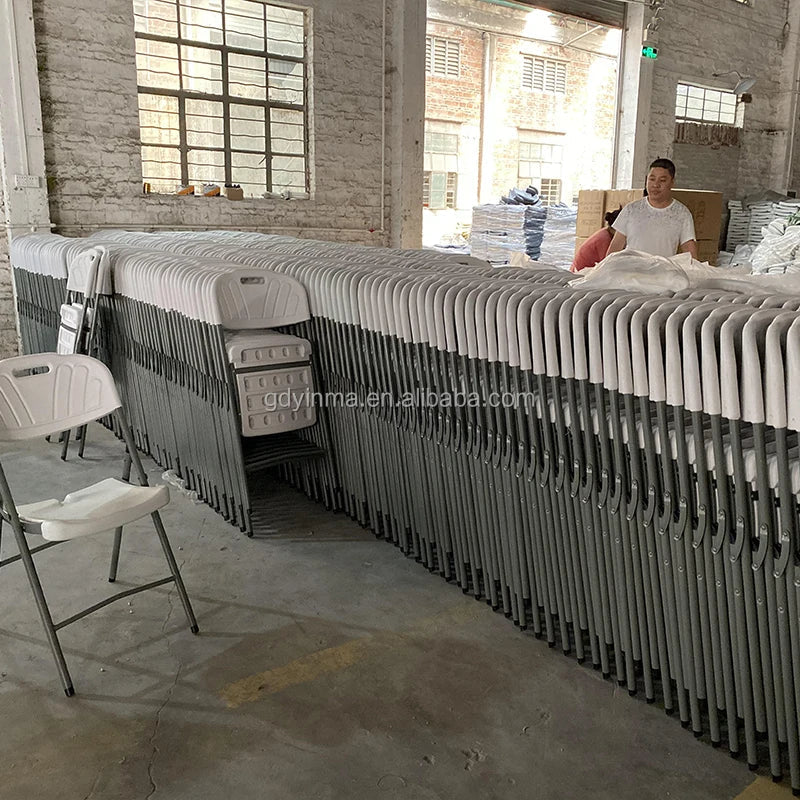 KTX-727315 6ft Round Folding Banquet Table - Durable Plywood with PVC or Melamine Finish, Black Iron Frame