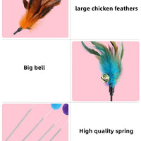 HKM-555219 Interactive 64CM Cat Wand with Premium Spring and Feather Tease, Perfect for Engaging Playtime