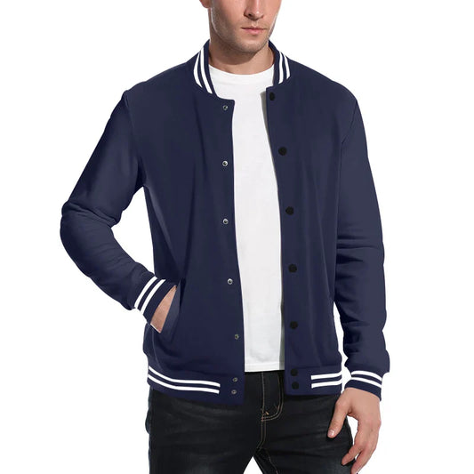 HKM-227411 Men's Customized Baseball Jacket Varsity Messenger With Buttoned Lapel Jacket Bombardment Lightweight Men's Jacket