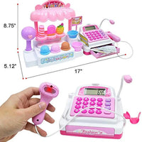 HKM-606099 Ice Cream Store Mini Cash Register Toy with Sound and Flashing Lights for Kids Ages 2-9