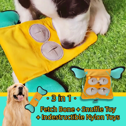 HKM-289619 Indestructible Nylon Dog Chew Toy – Squeaky Puzzle Snuffle Fetch Bone for Treat Dispensing Fun