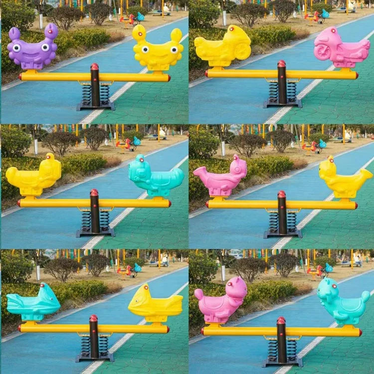 KTX-134611 Kids Outdoor Seesaw Set - Durable Plastic and Steel Playground Equipment