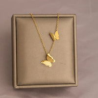 HKM-051219 Stainless Steel Jewelry Wholesale Women's Titanium Steel Necklaces Heart-shaped Sunflower Jewel Animal Pendant Necklaces