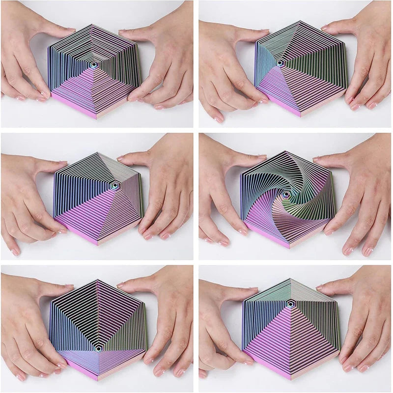 KTX-080275 3D Printed Fractal Hexagon Fidget Spiral Toy for Stress Relief and Anxiety Management