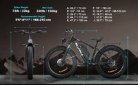 HKM-0015827 Fat Tire Electric Bike 750W Motor 48V 25Ah Battery 37 Mile Range 26-Inch Tires Hydraulic Disc Brakes Full Suspension Dual
