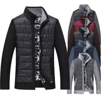HKM-112147 Men's Customized Sweater Jacket Winter Padded Thickened Jacket Casual Standing Collar Knitted Pullover