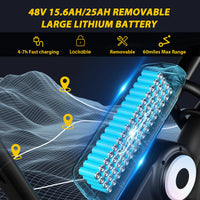 HKM-1201363 Adult Electric Bicycle Powered by 250W Motor, 20 MPH Top Speed, 48V System and 48V 15.6Ah Battery for Daily Commuting