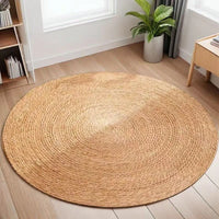 Hand-woven Sedge Solid Color American Country Style Circular Carpet Large Area Floor Mat for Living Room Hallway Clothing