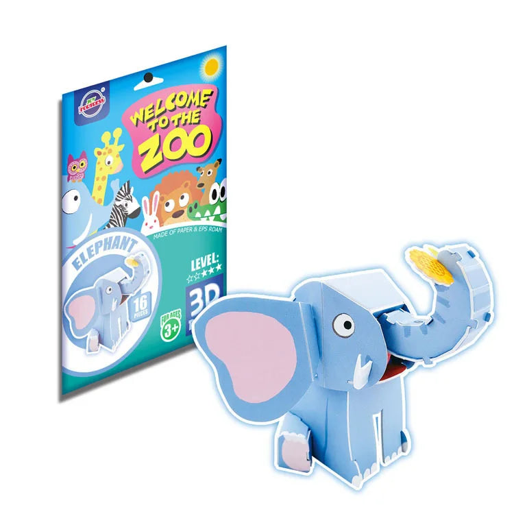 KTX-884819 3D Cardboard Animal Model Puzzle - DIY Educational Early Learning Toy for Creative Play