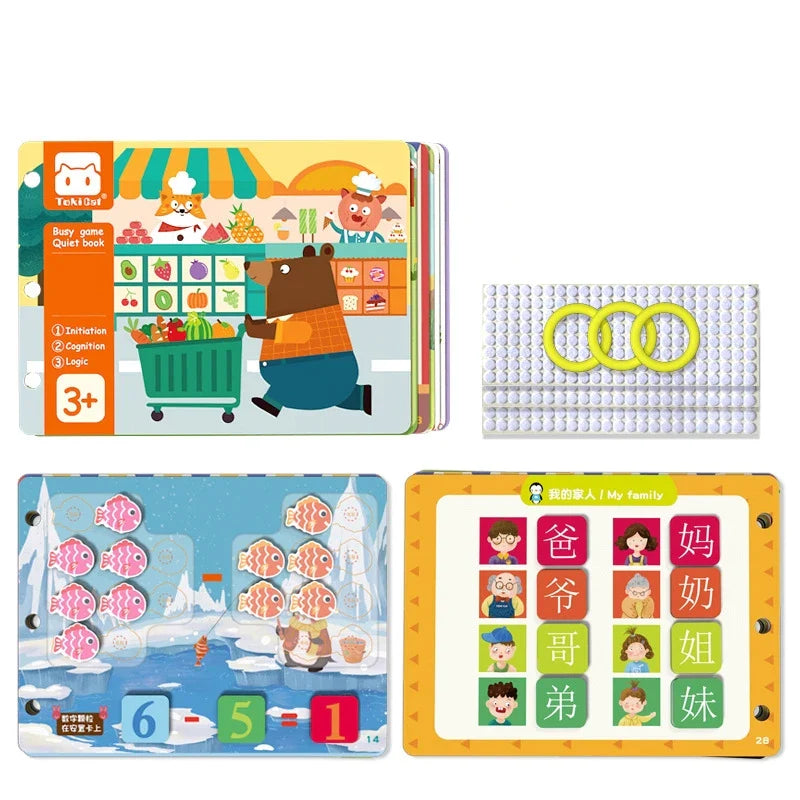 KTX-671251 Montessori Educational Animal Farm Busy Book with Paper Sensory Stickers for Preschool Learning