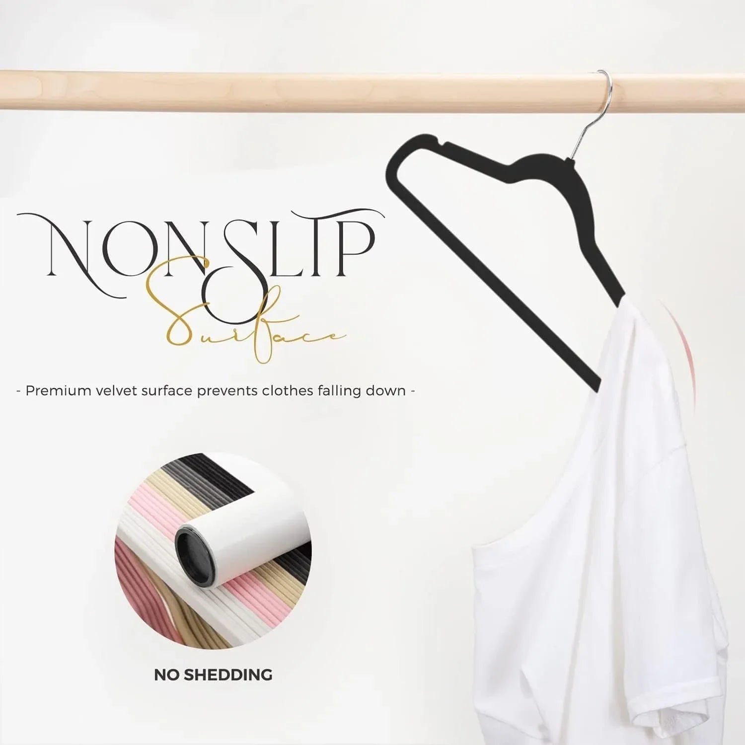 KTX-893331 Velvet Non-Slip Space-Saving Hangers for Clothing and Kitchen Organization