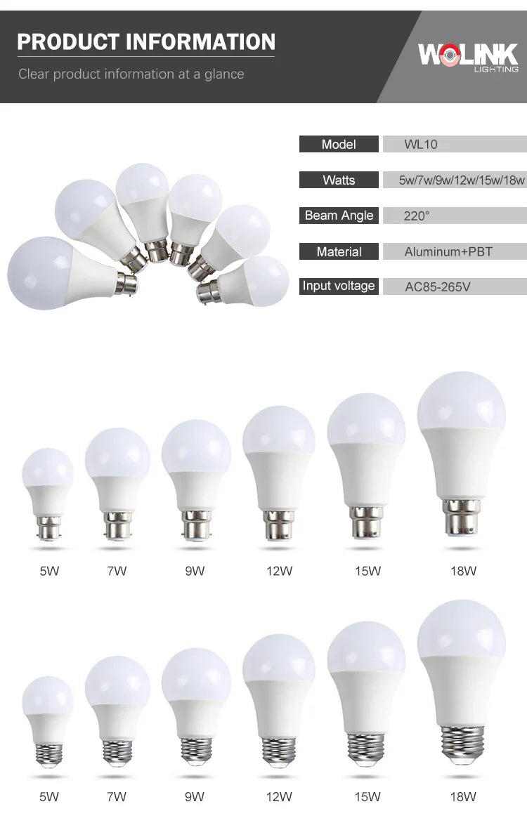 KTX-490195 E27 LED Light Bulb, 12V, Available in 5W, 7W, 9W, 12W Options