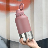 HKM-387923 32oz Stainless Steel Insulated Water Bottle with Magnetic Lid and Dual Bowls for Dogs