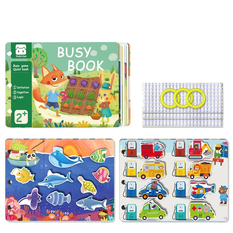KTX-671251 Montessori Educational Animal Farm Busy Book with Paper Sensory Stickers for Preschool Learning