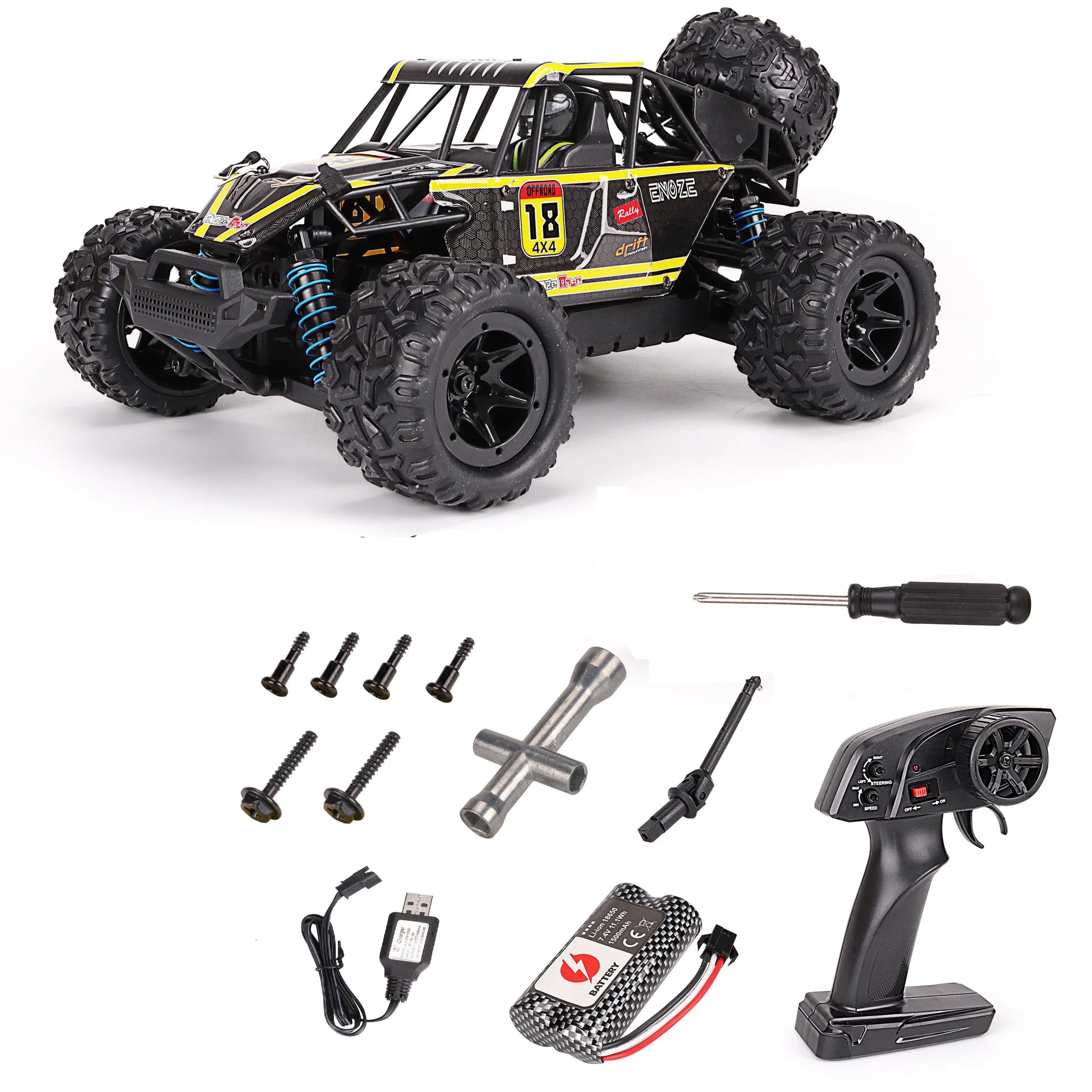 HKM-380179 1:18 Scale Waterproof Remote Control Car with High Speed up to 60km/h, 2.4GHz Control, USB Charging, Indoor/Outdoor Use