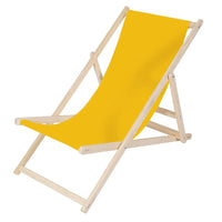 HKM-486739 Folding Wooden Beach Lounger Chair - Portable Beech Outdoor Garden Sun Lounger