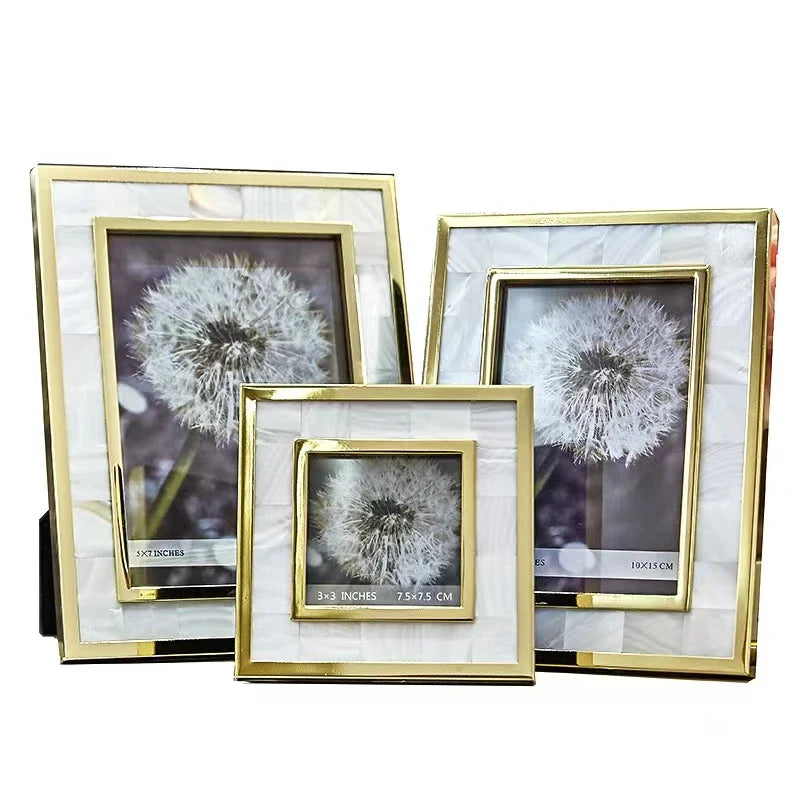 KTX-440467 Natural White Shell Photo Frame for 6/7/8 Inch Photos - Creative Desktop Decoration