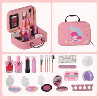 HKM-637715 Children's Real Cosmetics Makeup Set with Nail Polish and Custom Brushes for Ages 2-14
