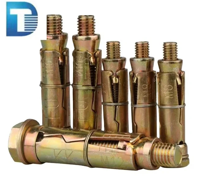 KTX-492499 Heavy Duty Yellow Zinc Plated Shield Anchor Bolt Fasteners - 4PCS Set for Secure Wall Fixing