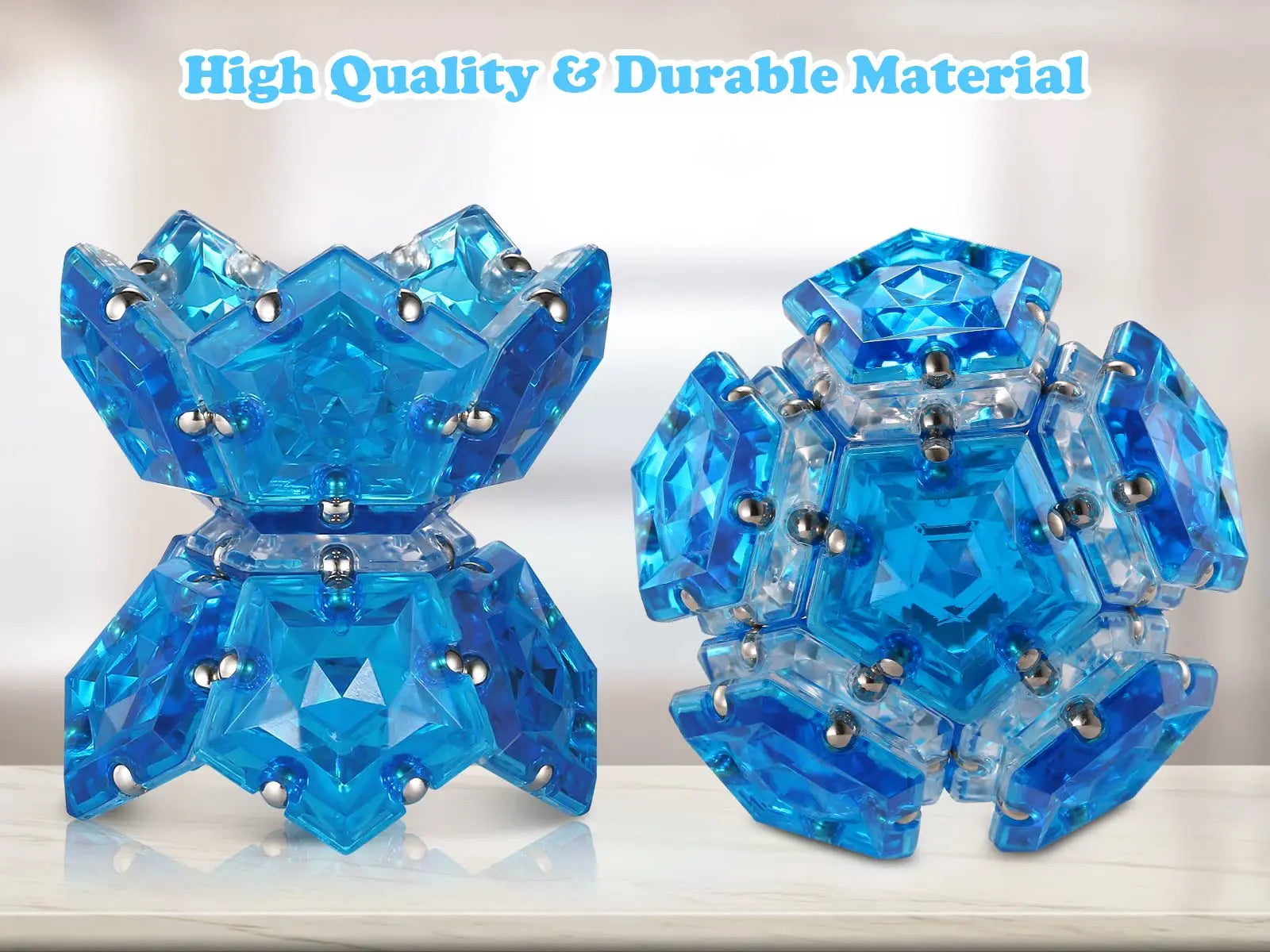HKM-739475 12 Piece Magnetic Fidget Sphere Set - Engaging Pentagonal Magnets for Creative Play and Stress Relief