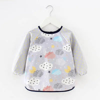 HKM-883923 100% Polyester Waterproof Meal Infant Long Sleeve Baby Bib Wholesale Washable