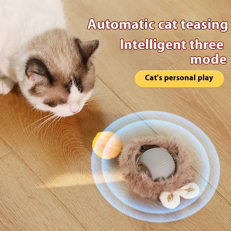 HKM-095315 Interactive Electric Rolling Ball Toy for Cats - Durable Plastic and Silicone Design