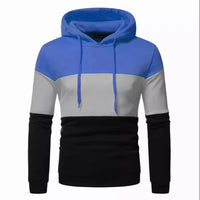HKM-358483 Men's Custom Sweatshirt Autumn and Winter 3 Color Splicing Pullover Hooded Casual Sweatshirt Set