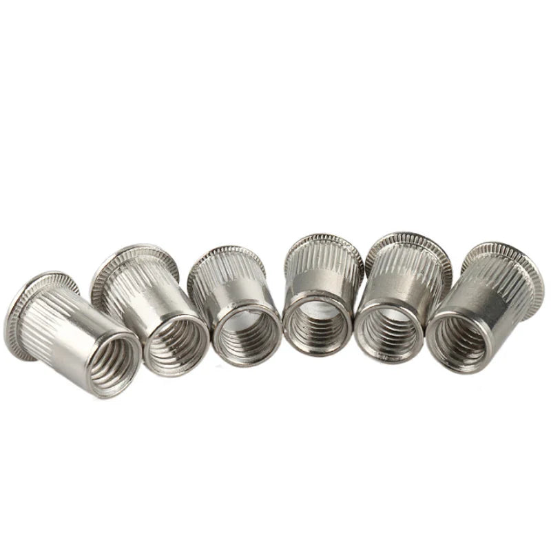 KTX-869907 M4 M10 Stainless Steel Blind Rivet Nuts, B8/B8M/B8T, Polished Flat Head, Metric Sizes