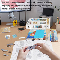 HKM-462675 3D Puzzle DIY Book Nook Kit with LED Light for Children and Educational Play