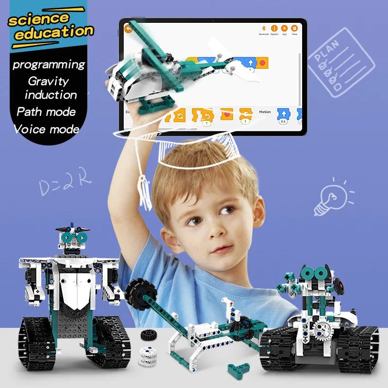 KTX-586451 5-in-1 Educational Steam Robot Building Block Set for Kids - DIY Electric Assembly 3D Puzzle Toy