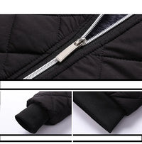 HKM-177683 Men's Casual Winter Cotton Jacket With Thick Velvet Stand-Up Collar Zipper Closure Warm Autumn Coat-Canvas Fabric