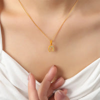 HKM-199251 18K Gold Plated Hypoallergenic Trendy Gold Plated Jewelry 2024 Fashion Cuban Link Chain Zircon Horseshoe Pendant Necklace