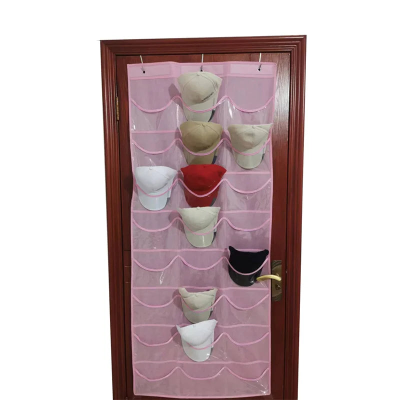 KTX-795027 Over-the-Door Hat Organizer with 24 Slots for Baseball Cap Storage