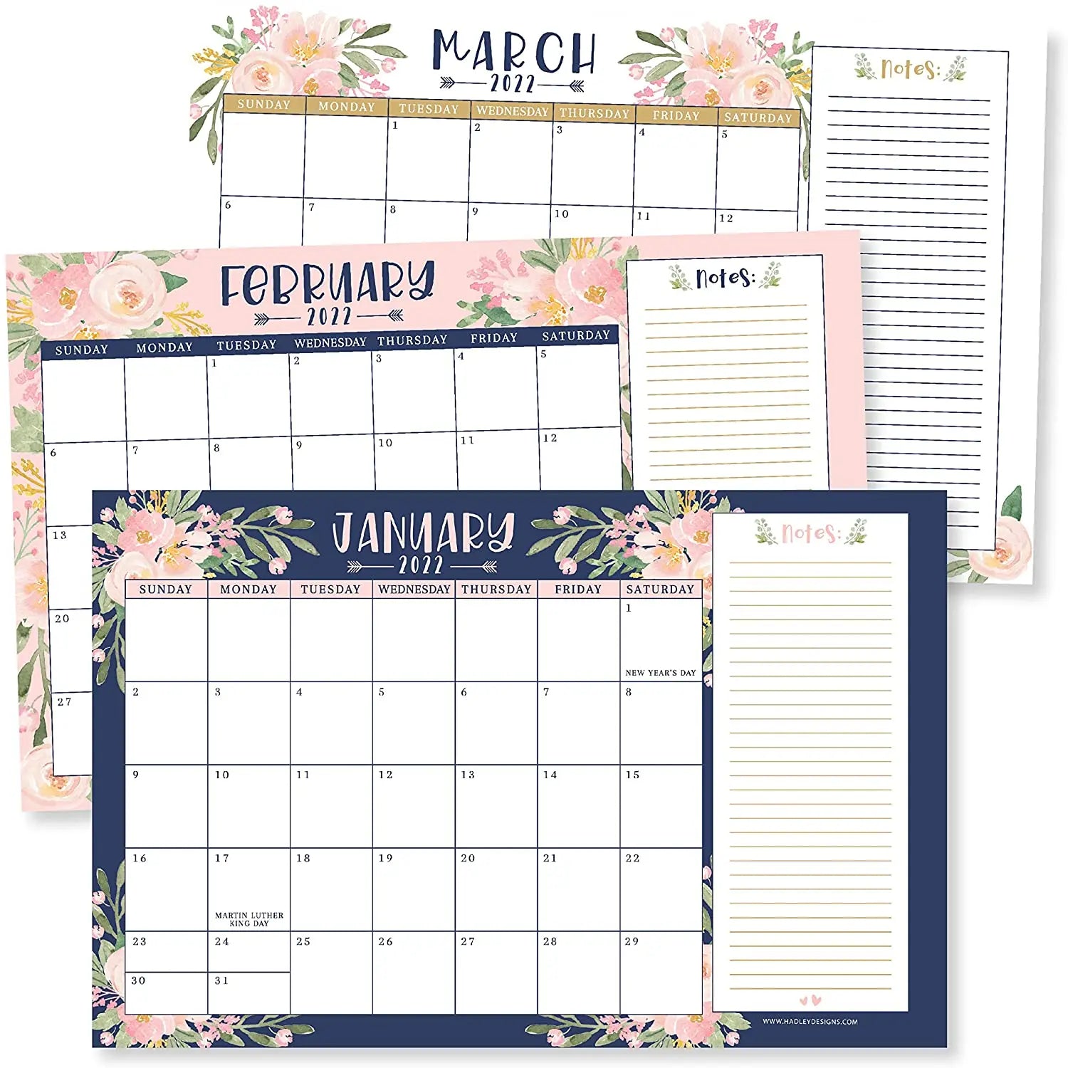 KTX-540179 Custom Floral Desk Calendar and Planner 2025 - Large Size Desk Pad with FSC Certification