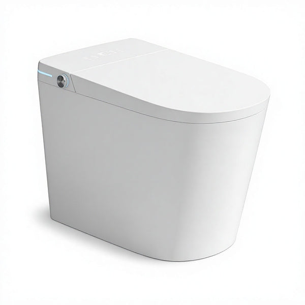 HKM-3263699 Smart Toilet Rimless One Piece Floor Mounted Siphonic Jet Flush White Ceramic Bidet Heated Seat With Remote Control