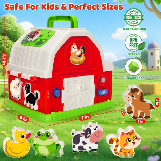 HKM-658131 Musical Barn Farm Animal Set for Infants - Interactive Elephants and Planes Player Doll