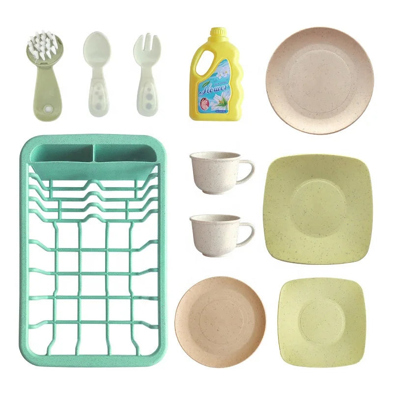 KTX-456915 Electric Play Kitchen Sink Toy with Running Water for Children Ages 2-4, Made from ABS and Bioplastic Wheat Straw