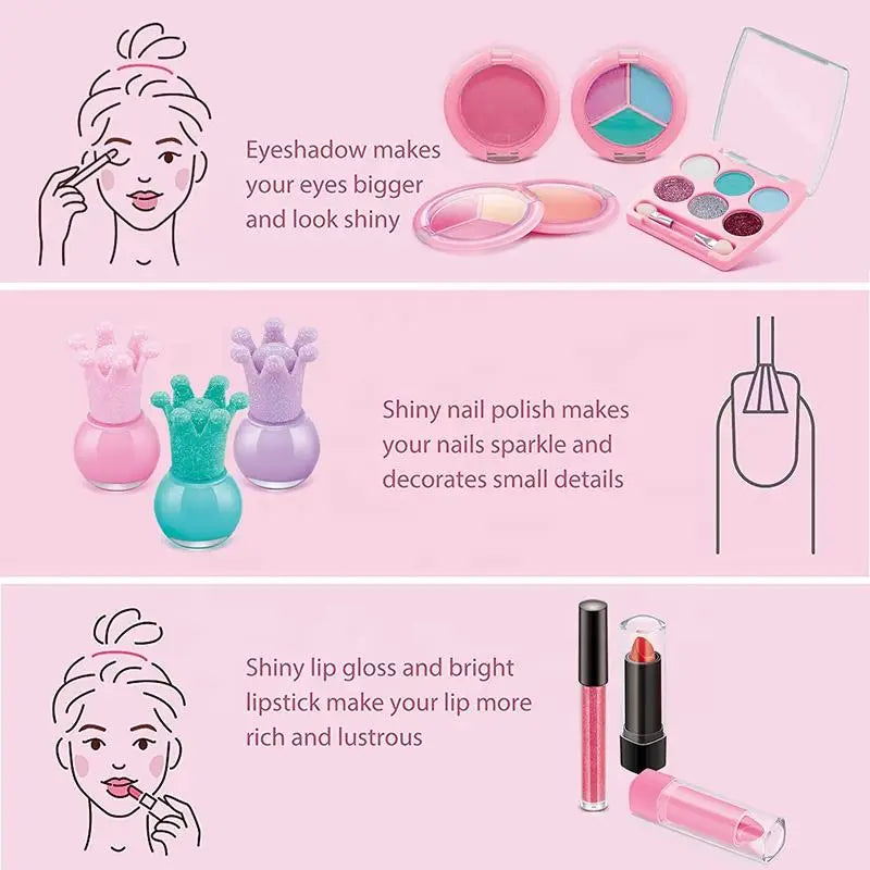 HKM-326995 Kids Cosmetic Makeup Set with Nail Accessories for Dress-Up Play - Ages 2 to 14