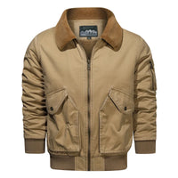 HKM-652243 Men's Winter Lapel Jacket Velvet Thickened Sports Pilot Jacket Added Cashmere Thickened Velvet Men's Coats