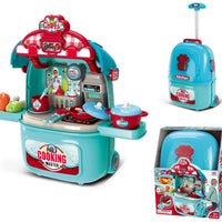 HKM-852435 Kids Pretend Play Doctor Toy Set with Luggage Trolley Case and Operating Table