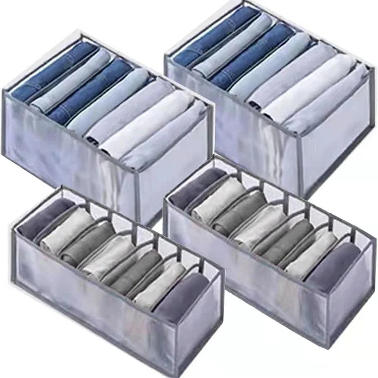 KTX-319315 Upgraded Foldable Drawer Organisers for Clothes with Handle - Grey Non-Woven Fabric Storage Solution