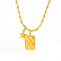 HKM-985683 Necklaces for Women Stainless Steel Heart Letter Moon Star Pendant Necklace Gold Shiny Fashion Jewelry Necklaces
