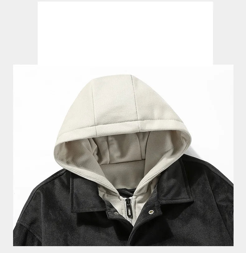 HKM-127955 Fashion Man Coat Casual Oversized Sports Design Long Canvas Jacket Zipper Closure Suede Jacket Man