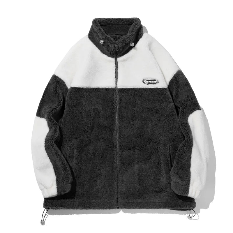 HKM-538131 Men's Lamb Fleece and Thick Cotton Stand Collar Puffer Jacket Winter Clothing for Men Finished Product Clothing