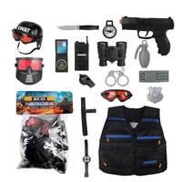 HKM-834323 17PCS Kids Pretend Play Police Set with Helmet and Uniform for Imaginative Role Play