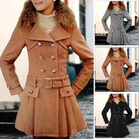 HKM-274835 Medium to Long Elegant Women's Fleece Jacket Winter Coat With Contrasting Wool for Winter Clothing