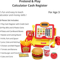 HKM-540563 Toy Cash Register for Kids - EPT Play Money Machine for Supermarket Role-Playing - Age 2 to 13 Years